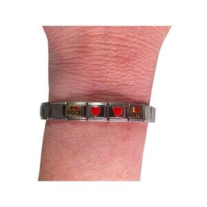 Vintage Y2K Italian Charm Bracelet 4 Curated Charms I Love Cats & Dogs + Hearts